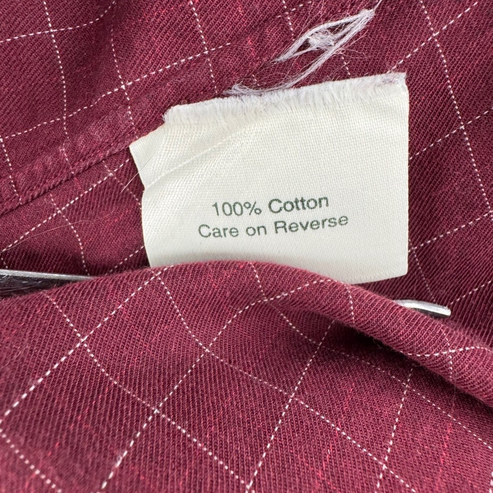 Holland & Holland London Womens‎ 14 Burgundy Windowpane Cotton Button Down Shirt - Picture 8 of 8